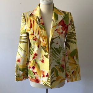 WOMEN'S BLAZER SIZE 6 FLORALLINDA ALLARD ELLEN TRACY  COTTON